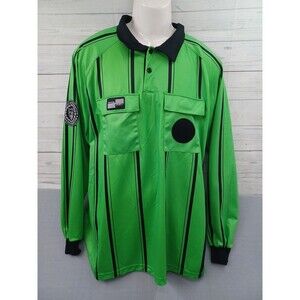 Official Sports Mens Soccer Referee USSF Long Sleeve Jersey Shirt Green Black XL